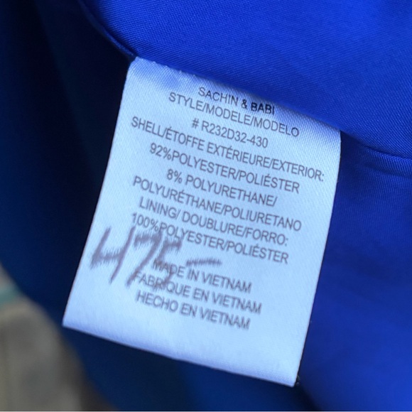 🆕🦋 Sachin & Babi Patrizia Cobalt Blue Asymmetric Midi Dress Long Sleeve Size 12 - Picture 16 of 17